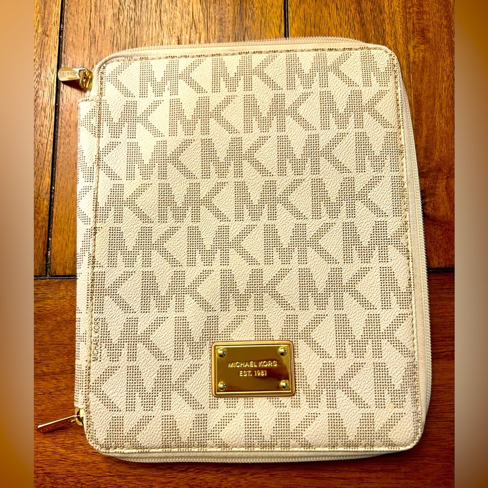 Michael Kors Cream Monogram Tablet Case.